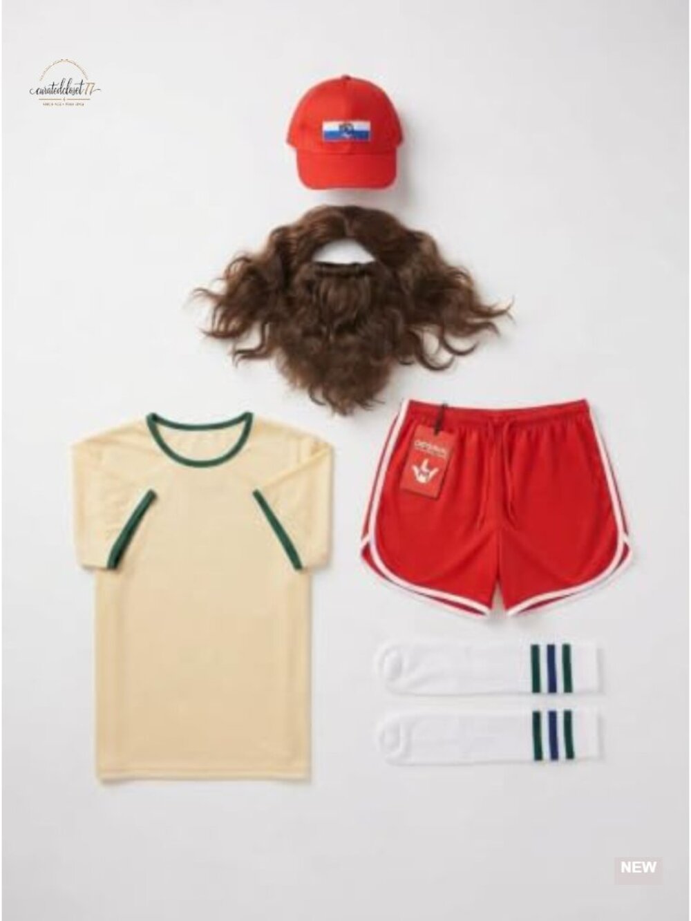 Retro Runner Costume, Short Sleeve Shirt, Red Shorts